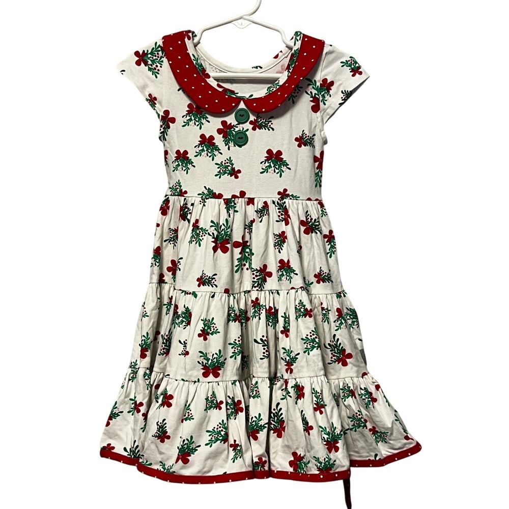 Eleanor Rose Britney Dress Size 3-4 Tiered Ruffle Skirt Holly Bows